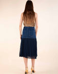Denim Mini with Pleated Voile Skirt