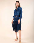 Denim Mini with Pleated Voile Skirt