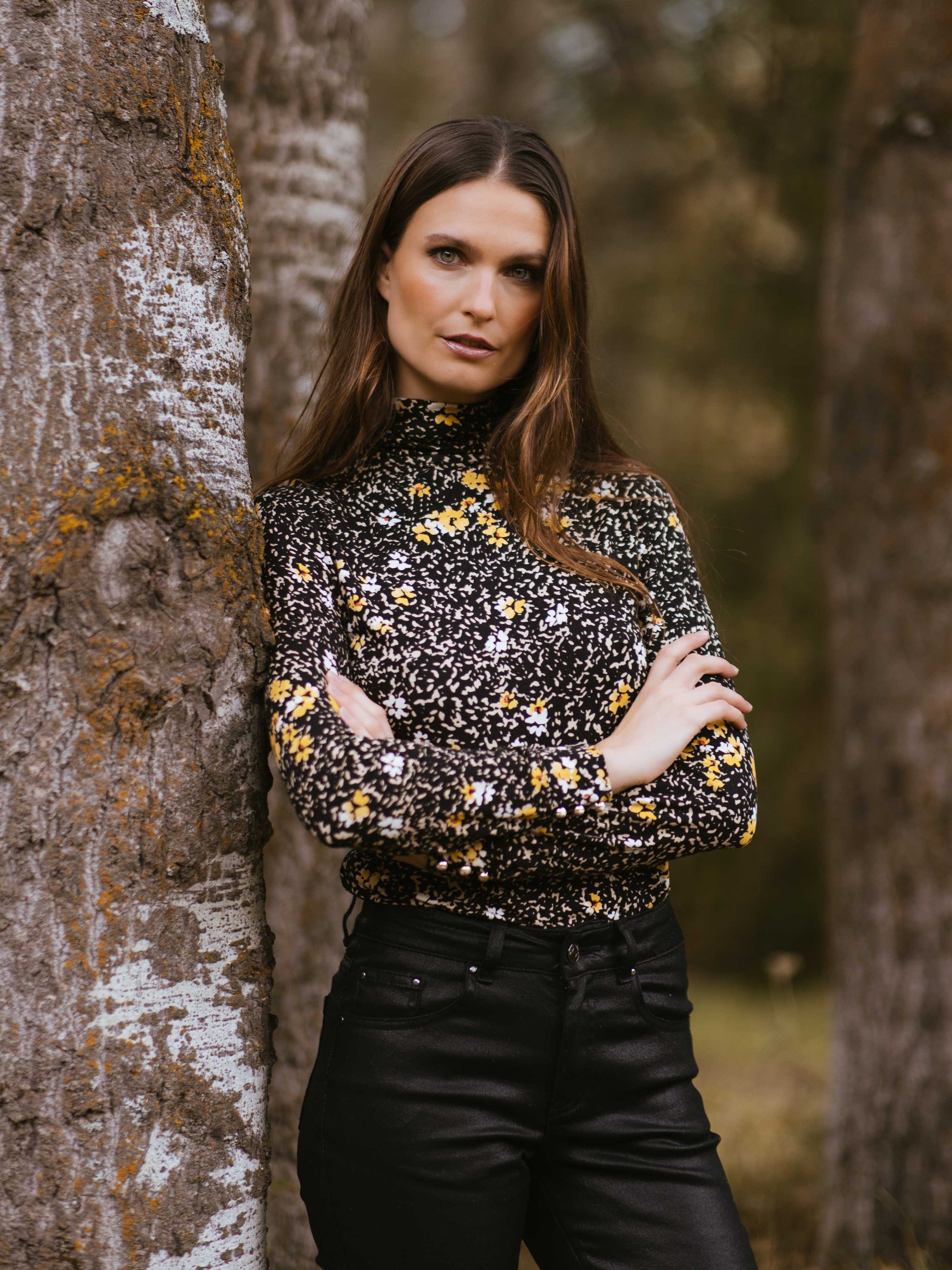 Button-Up High-Neck T-Shirt Multicoloured