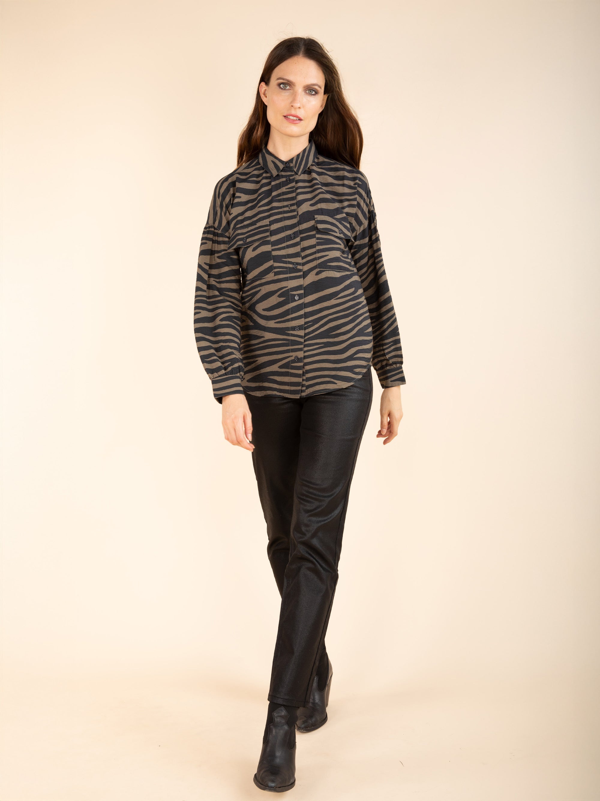 Zebra Print Shirt in Navy