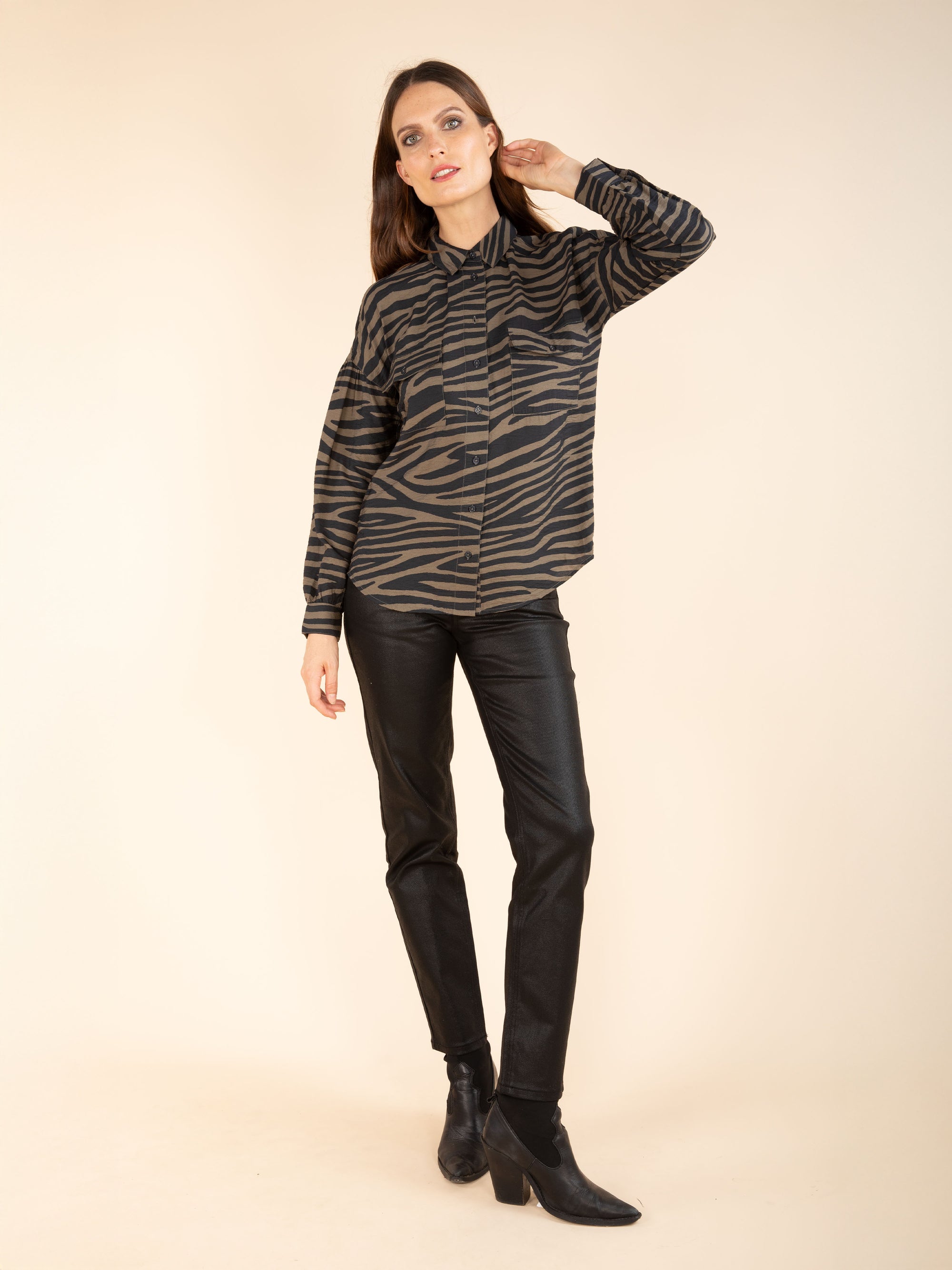 Zebra Print Shirt in Navy