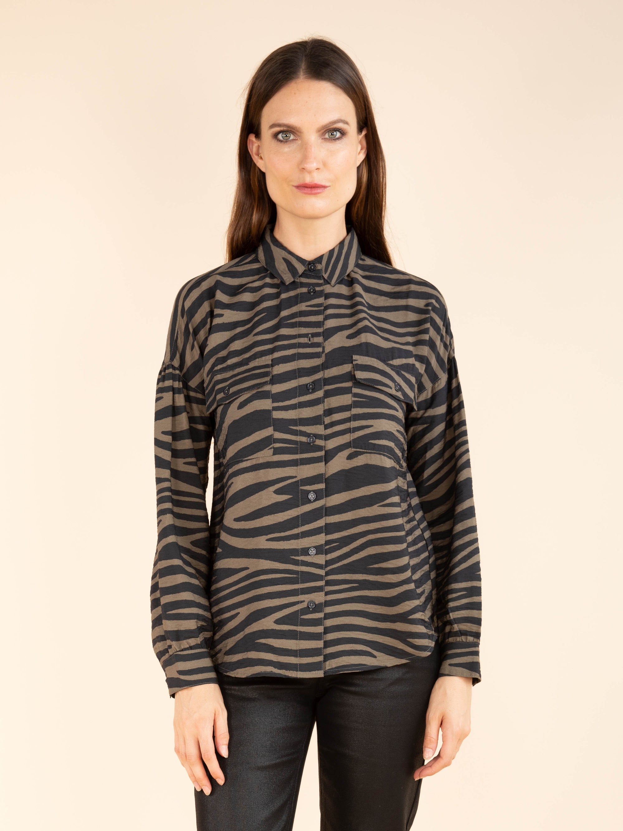 Zebra Print Shirt in Navy