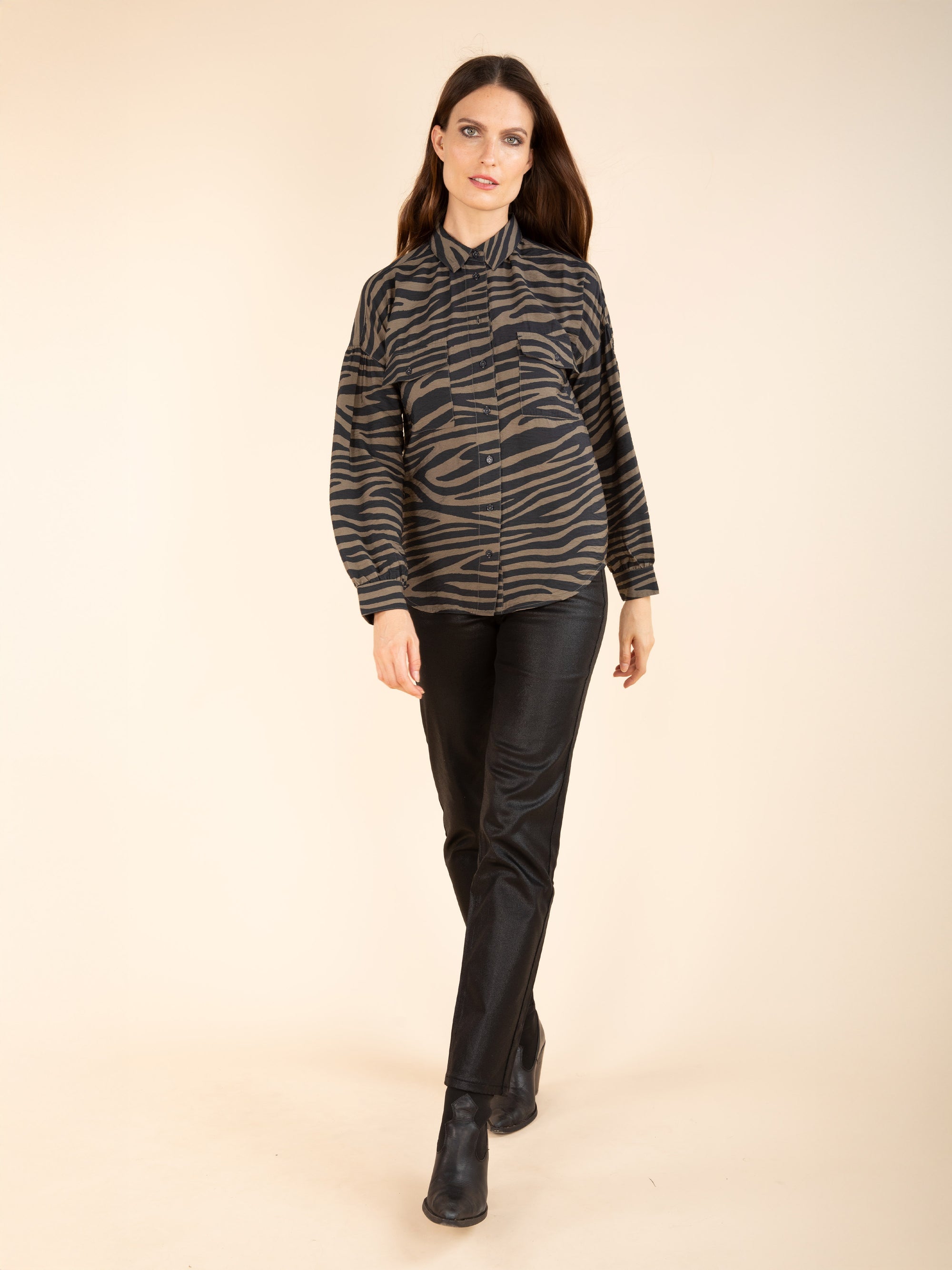 Zebra Print Shirt in Navy