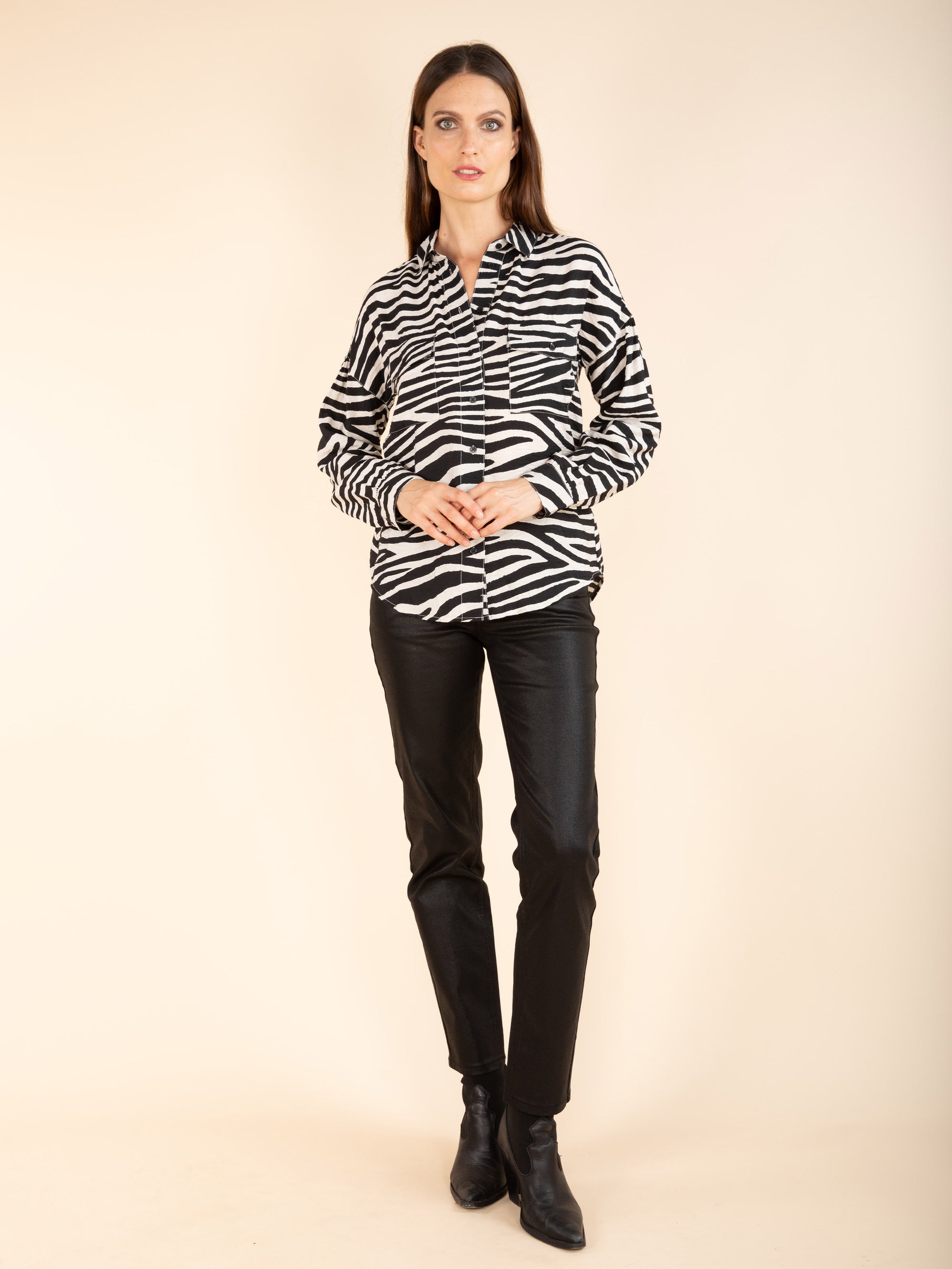 Zebra Print Shirt Black