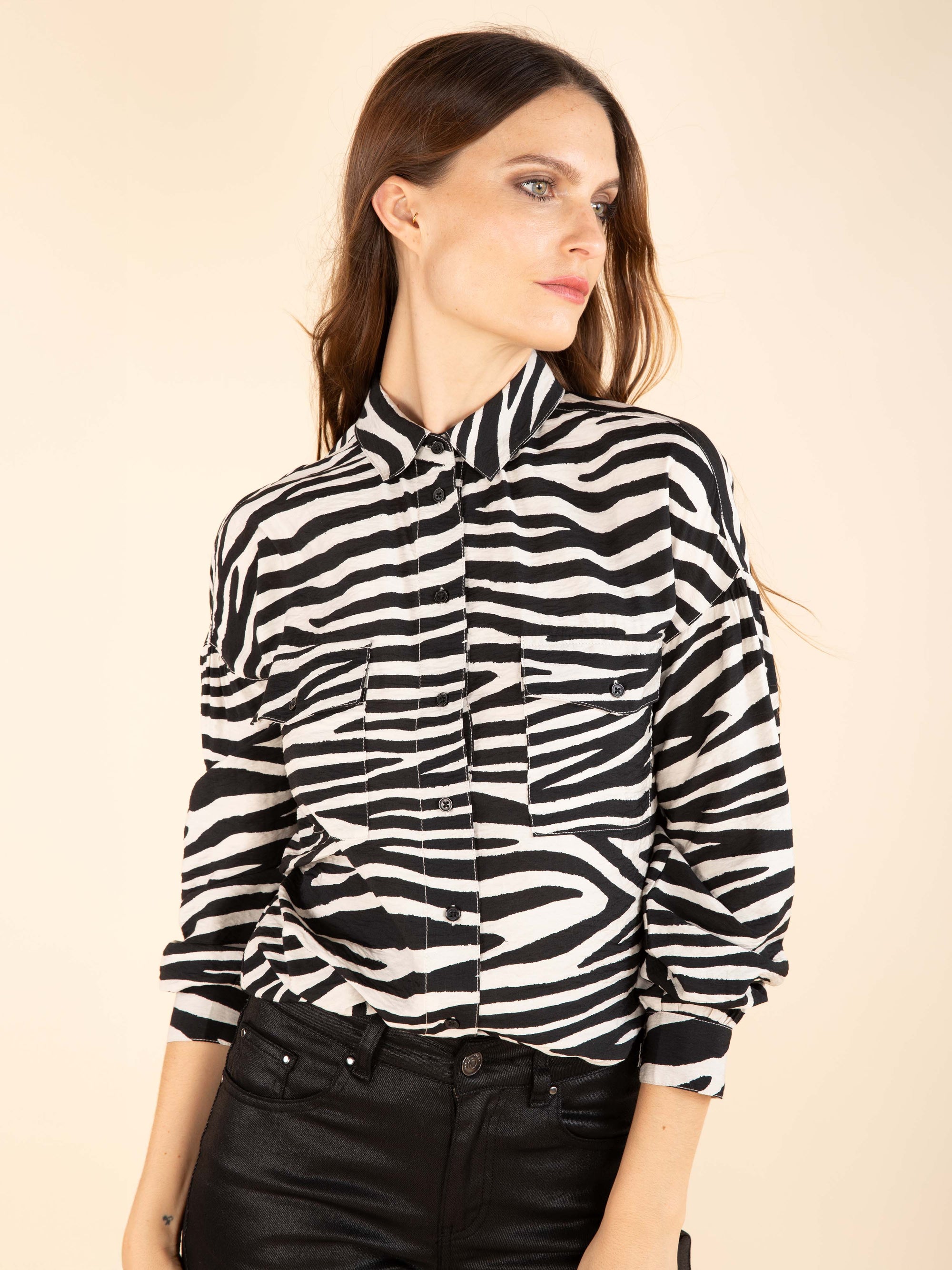 Zebra Print Shirt Black