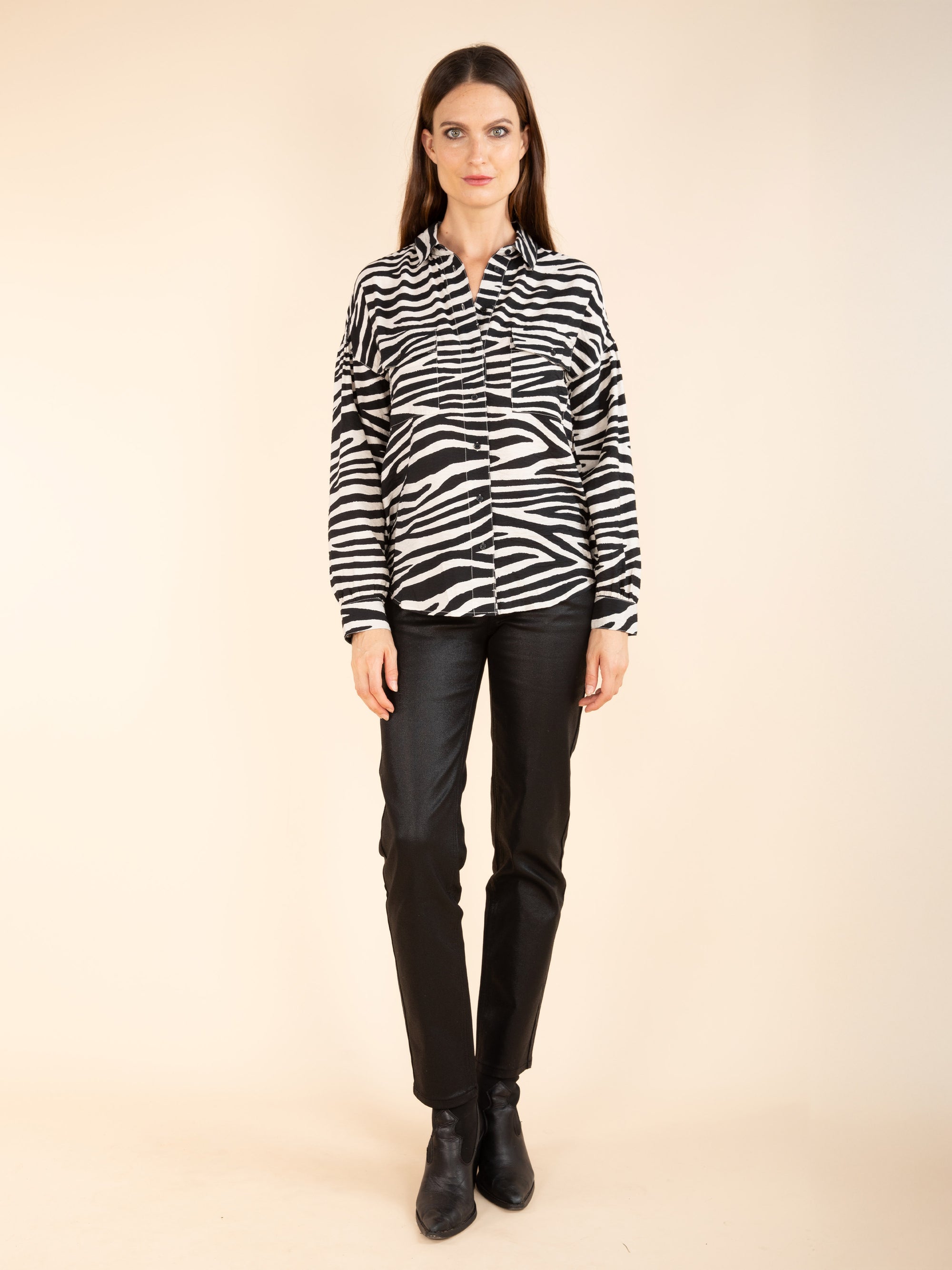 Zebra Print Shirt Black