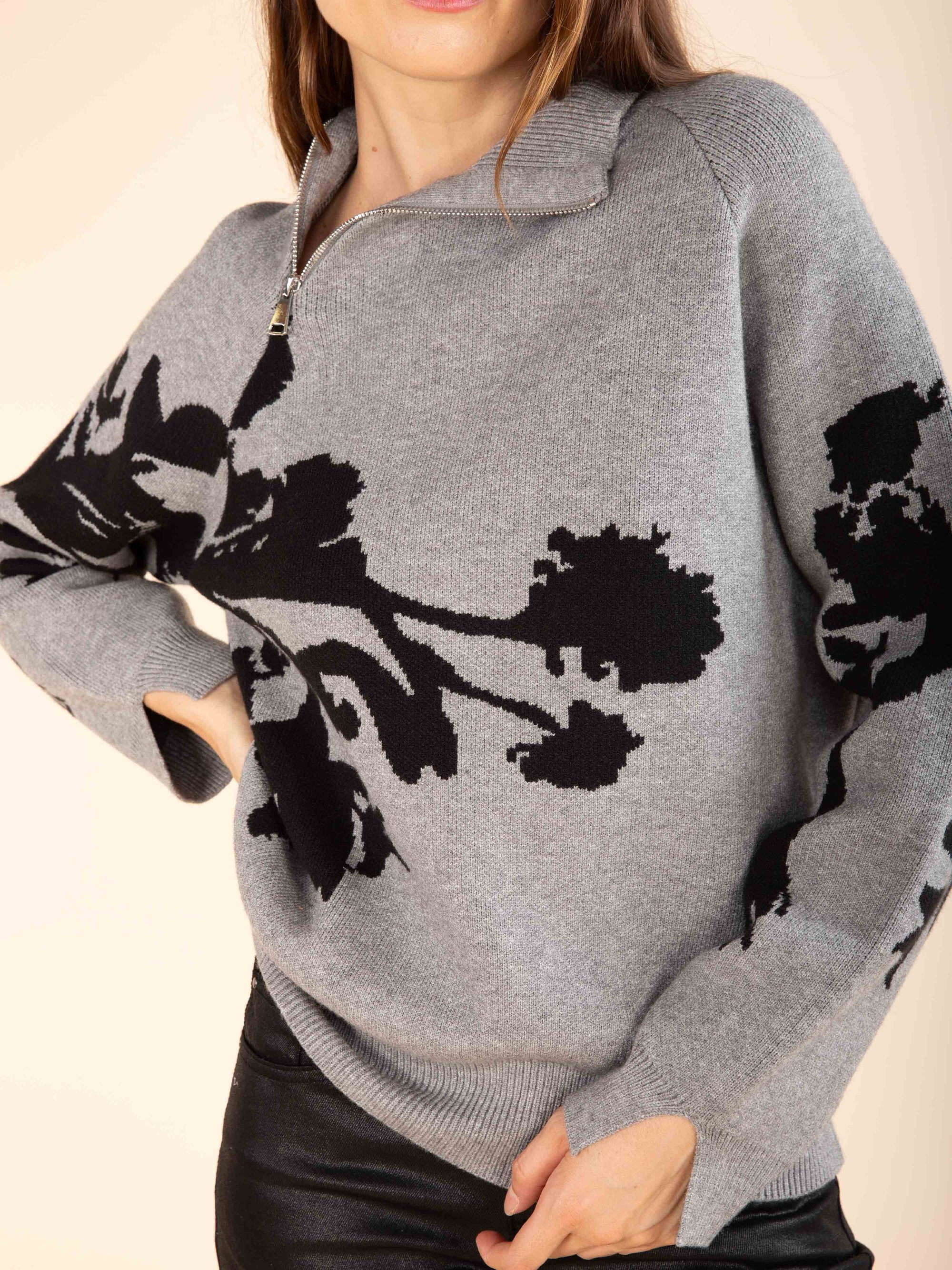 High-Neck Zip-Up Jumper