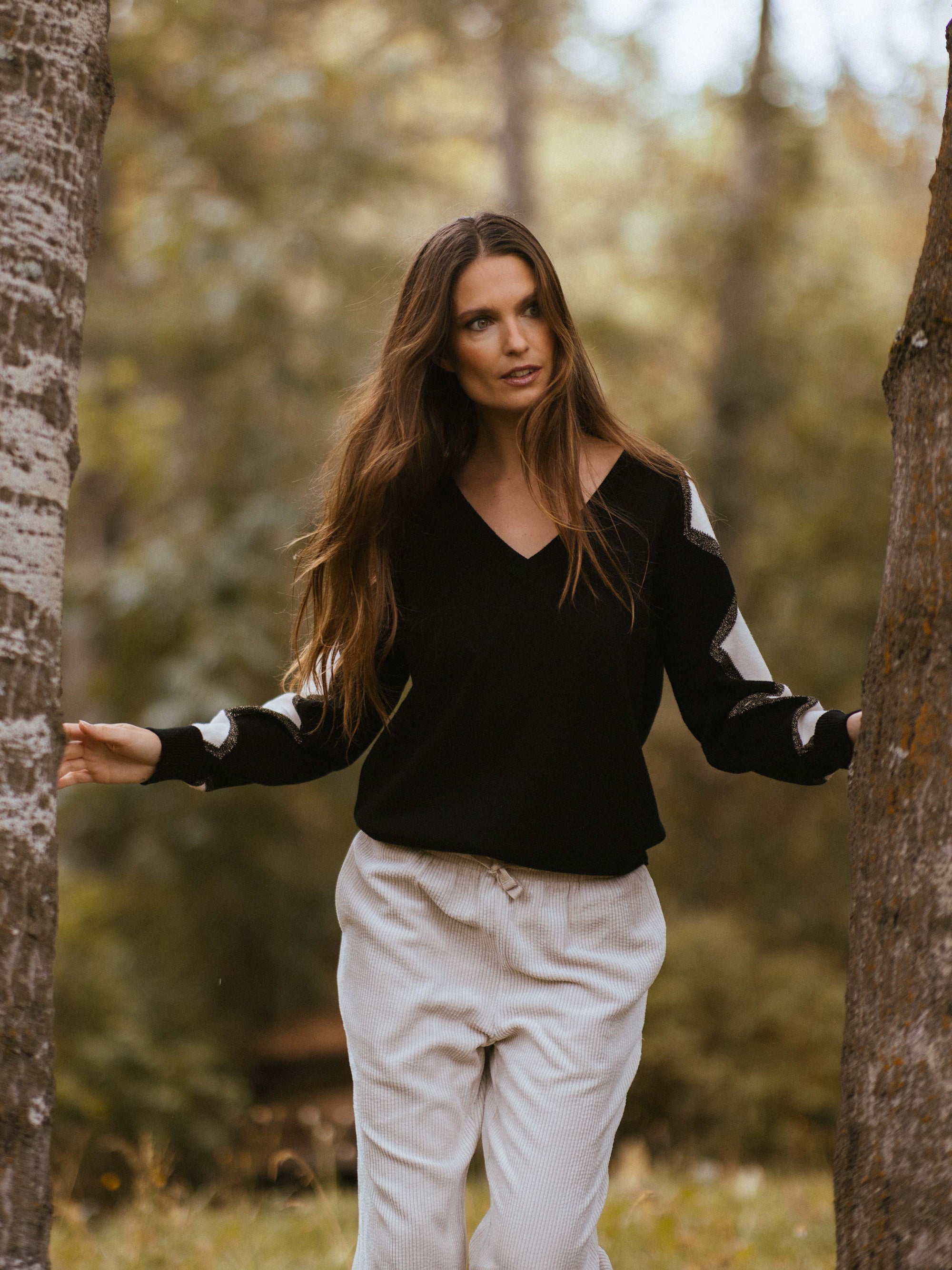 Two-Tone Graphic Jumper