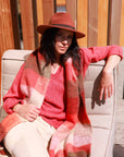 V Neck Jumper in Deep Coral