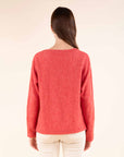 V Neck Jumper in Deep Coral