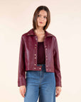 Faux Leather Jacket in Bordeaux