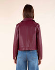 Faux Leather Jacket in Bordeaux