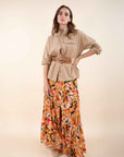 Button Down Shacket in Camel
