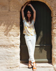 Belted loose Trousers in White or Lemon Yellow
