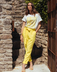 Belted loose Trousers in White or Lemon Yellow