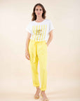 Belted loose Trousers in White or Lemon Yellow
