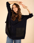 Oversized Hooded Cardigan in Navy
