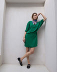 Batwing Sleeve Dress in Green