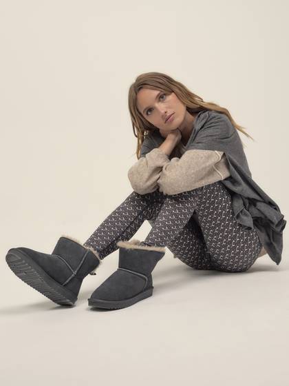 Fur Lined Boots in Anthracite