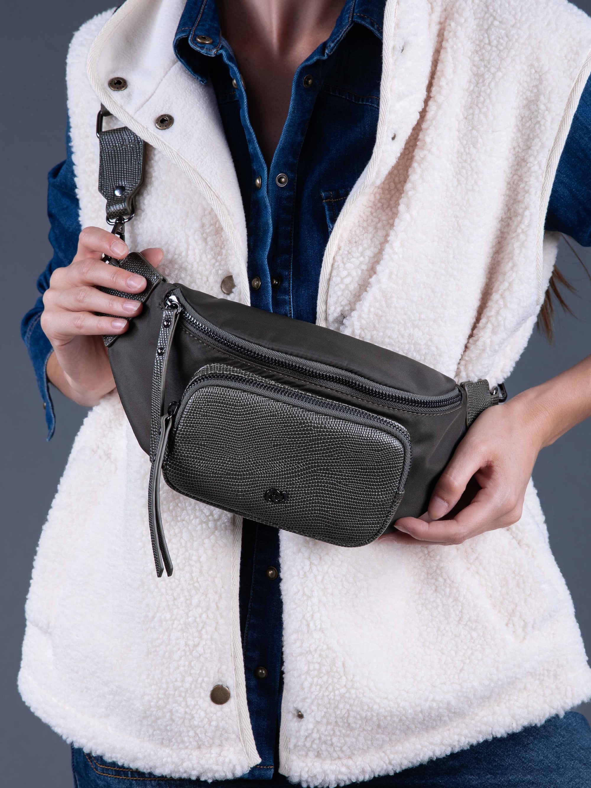 MARCEL Crocodile Effect Belt Bag