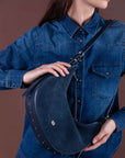 LUCIEN Half Moon Bag in Denim Blue