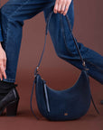 LUCIEN Half Moon Bag in Denim Blue
