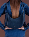 LUCIEN Half Moon Bag in Denim Blue