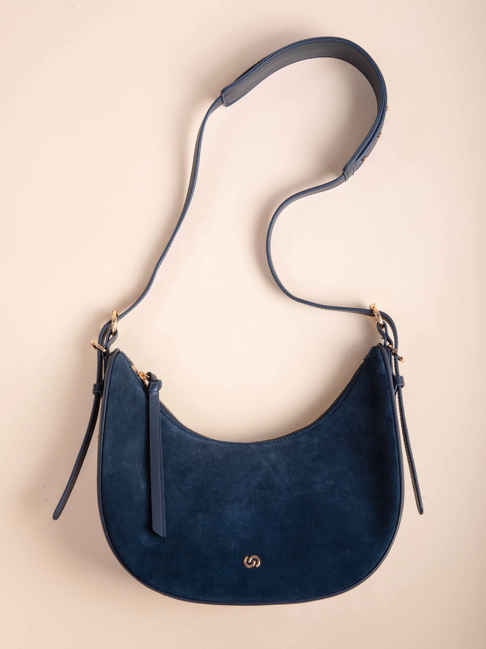 LUCIEN Half Moon Bag in Denim Blue