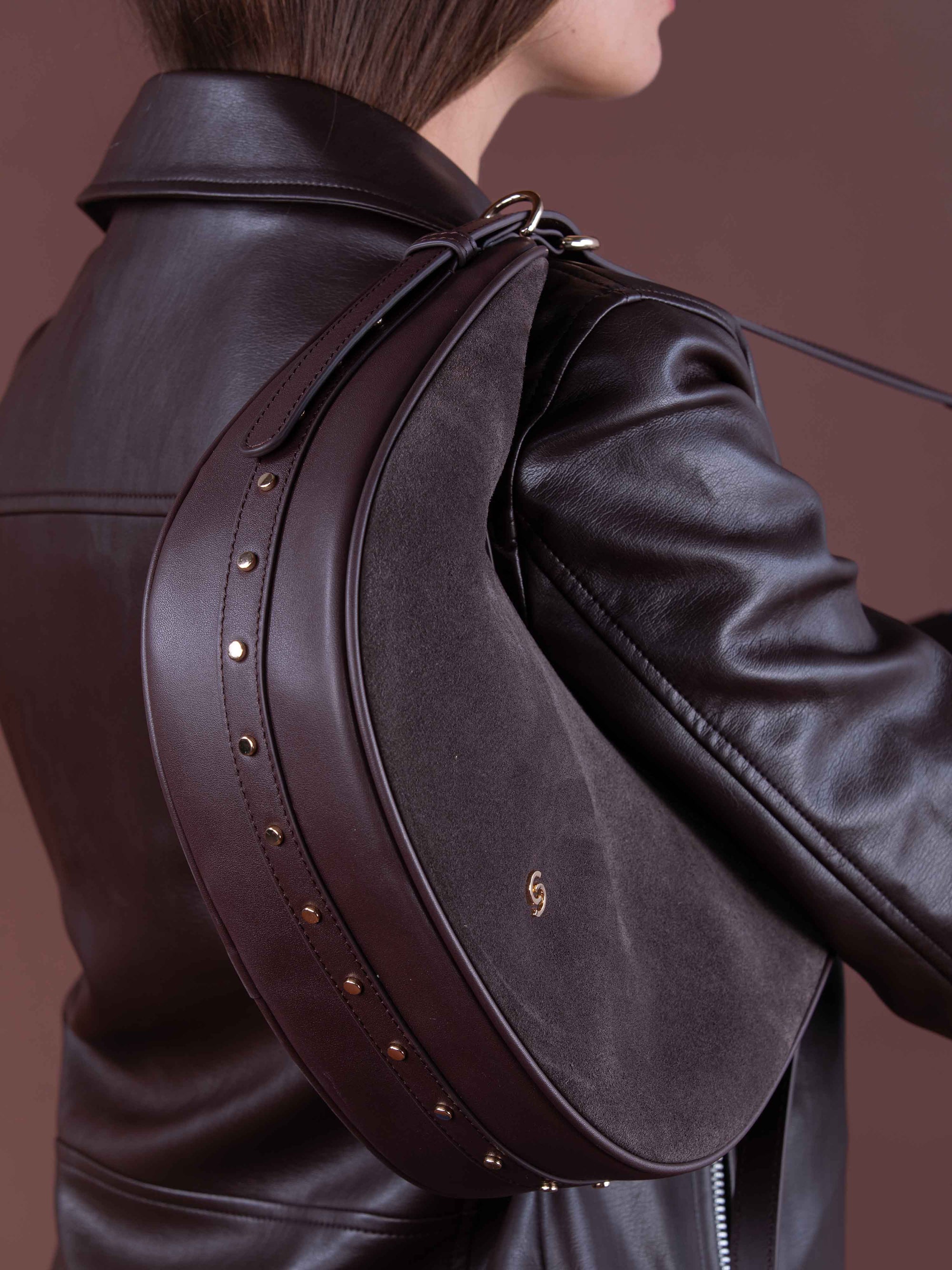 LUCIEN Half Moon Bag in Brown