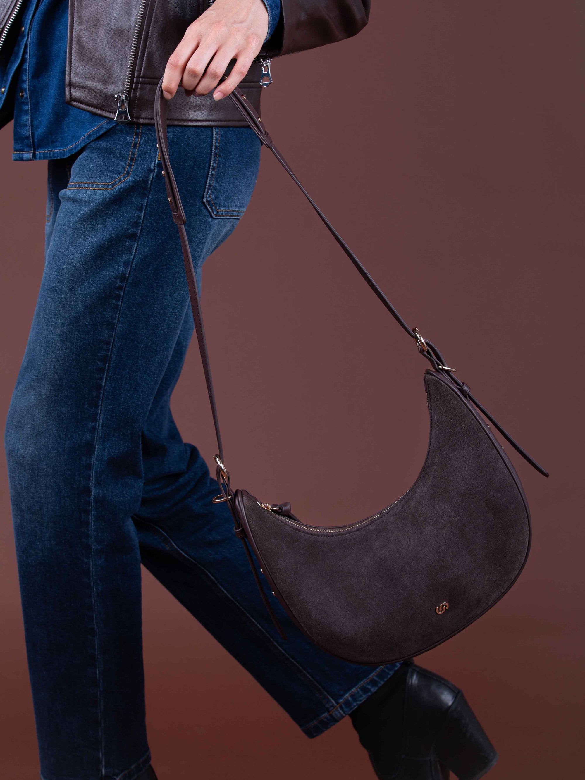 LUCIEN Half Moon Bag in Brown