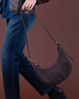 LUCIEN Half Moon Bag in Brown
