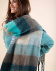 Checked Scarf in Turquoise