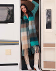 Checked Scarf in Turquoise