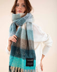 Checked Scarf in Turquoise