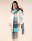 Checked Scarf in Turquoise
