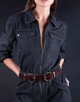 MAEL - Crocodile Effect Belt in Cognac Brown