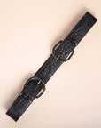 MAEL - Crocodile Effect Belt in Black