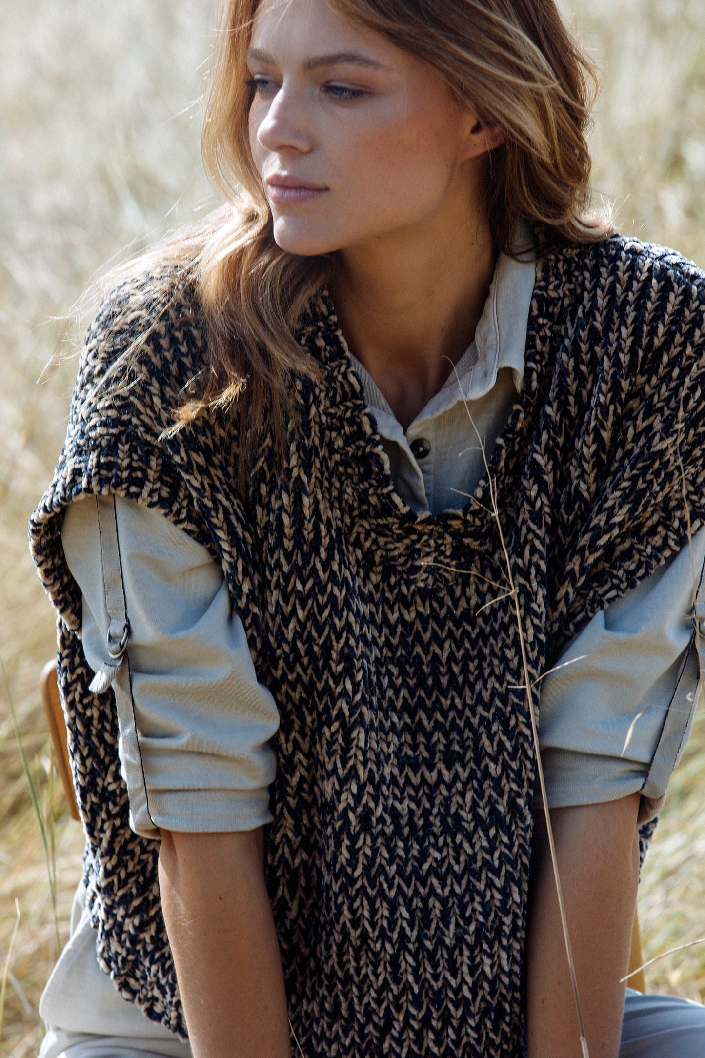 Sleeveless Chenille Jumper in Charcoal