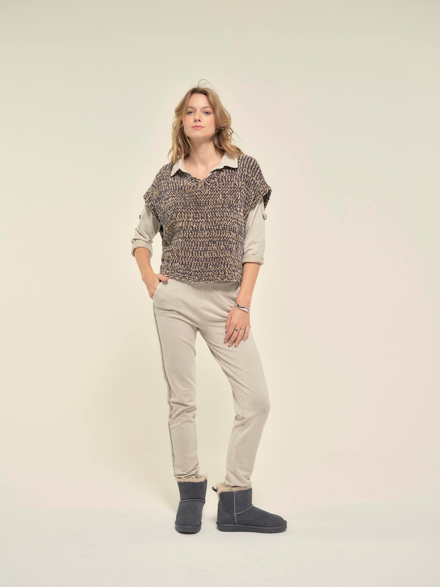 Sleeveless Chenille Jumper in Charcoal