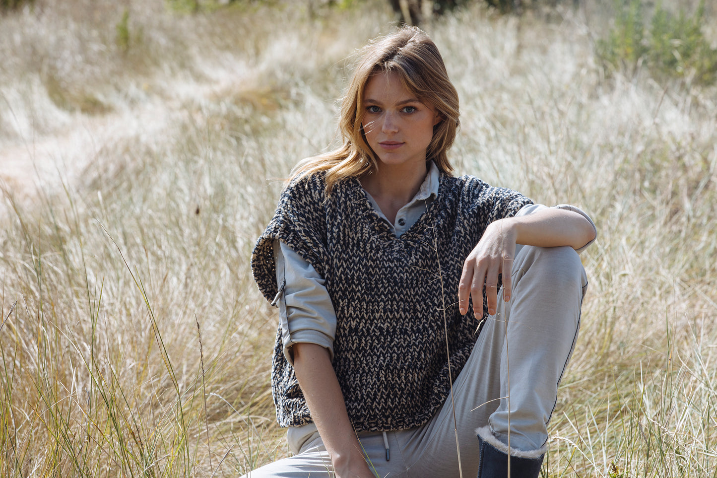 Sleeveless Chenille Jumper in Charcoal