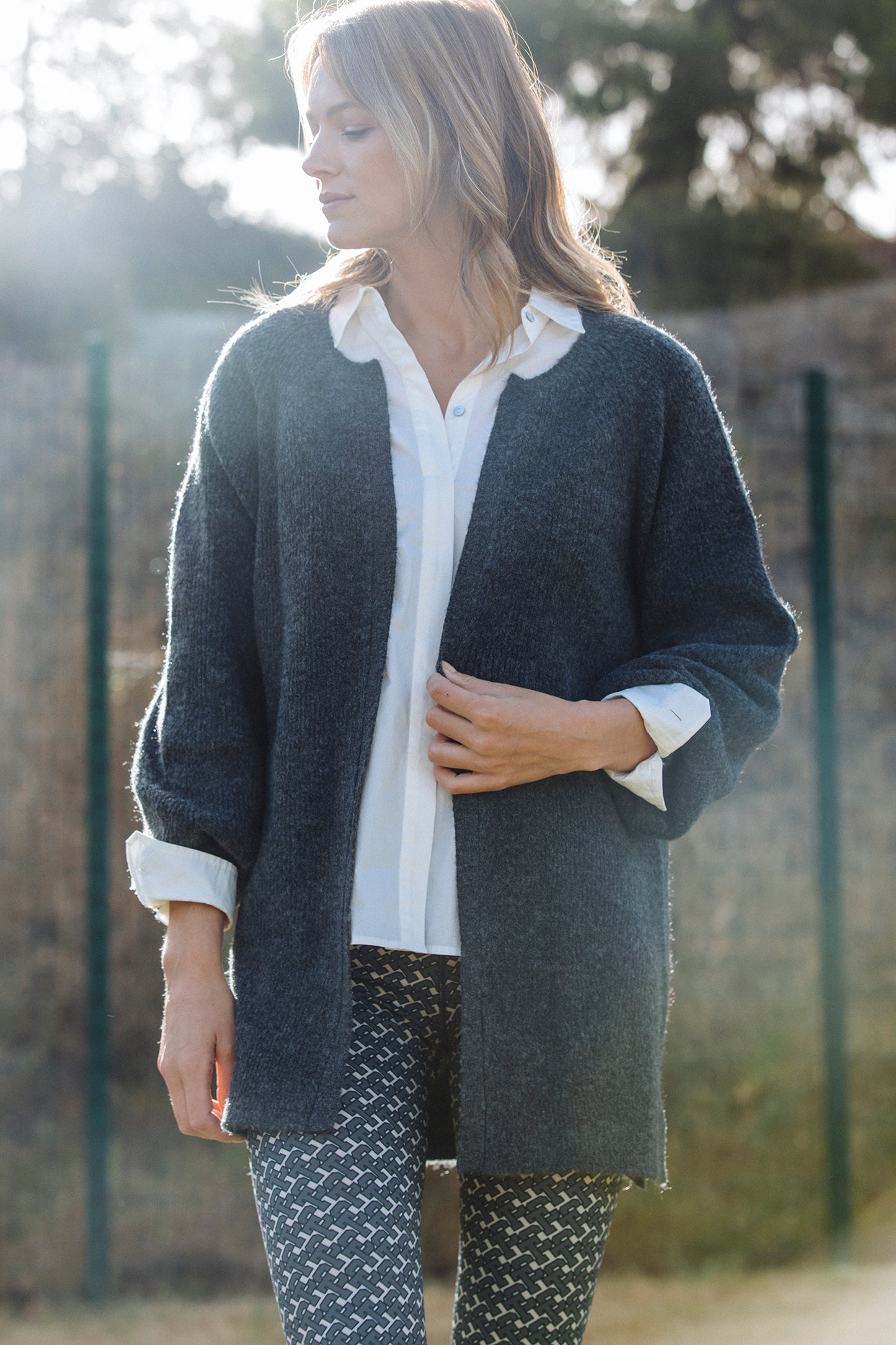 Long Cardigan in Anthracite Grey