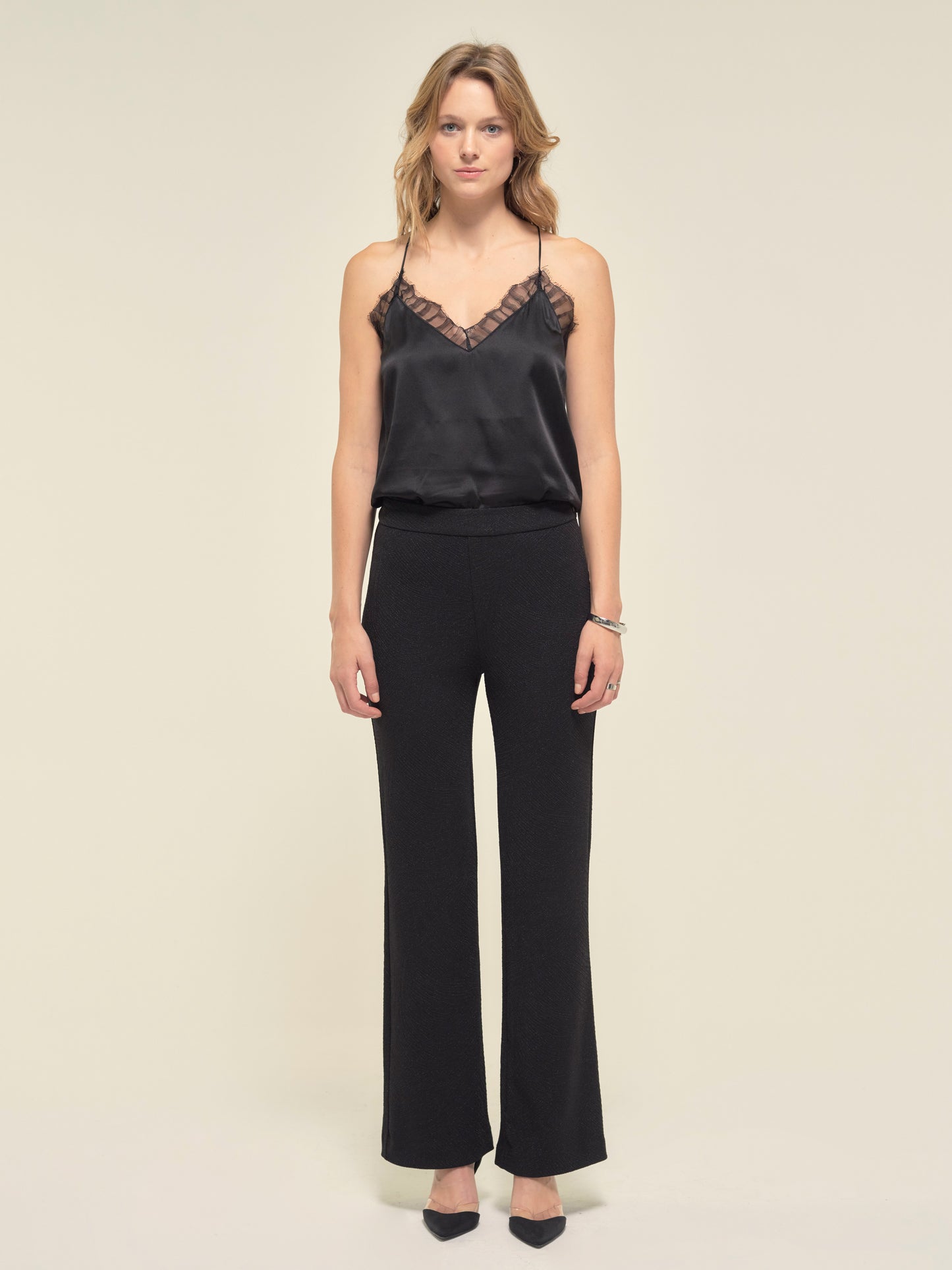 Black Textured Trousers