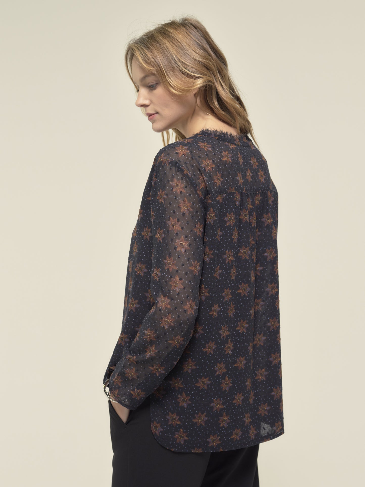 Dot and Flowers Printed Blouse