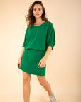 Batwing Sleeve Dress in Green
