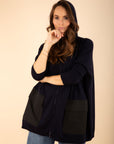 Oversized Hooded Cardigan in Navy