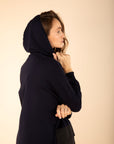 Oversized Hooded Cardigan in Navy