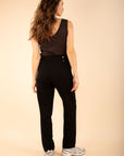 Loose Pleated Trousers in Black