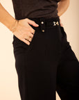 Loose Pleated Trousers in Black