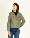Faux Leather Jacket in Sage Size 8