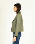 Faux Leather Jacket in Sage Size 8